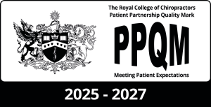 Royal College of Chiropractors Patient Partnership Quality Mark logo linking to information about the quality mark on their website.